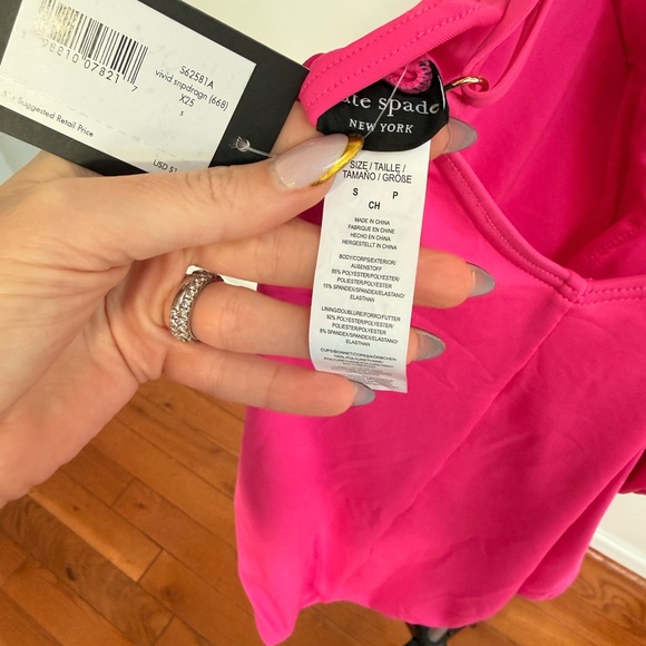 NWT Kate Spade Pink Ruched One Piece Swimsuit - Picture 8 of 13